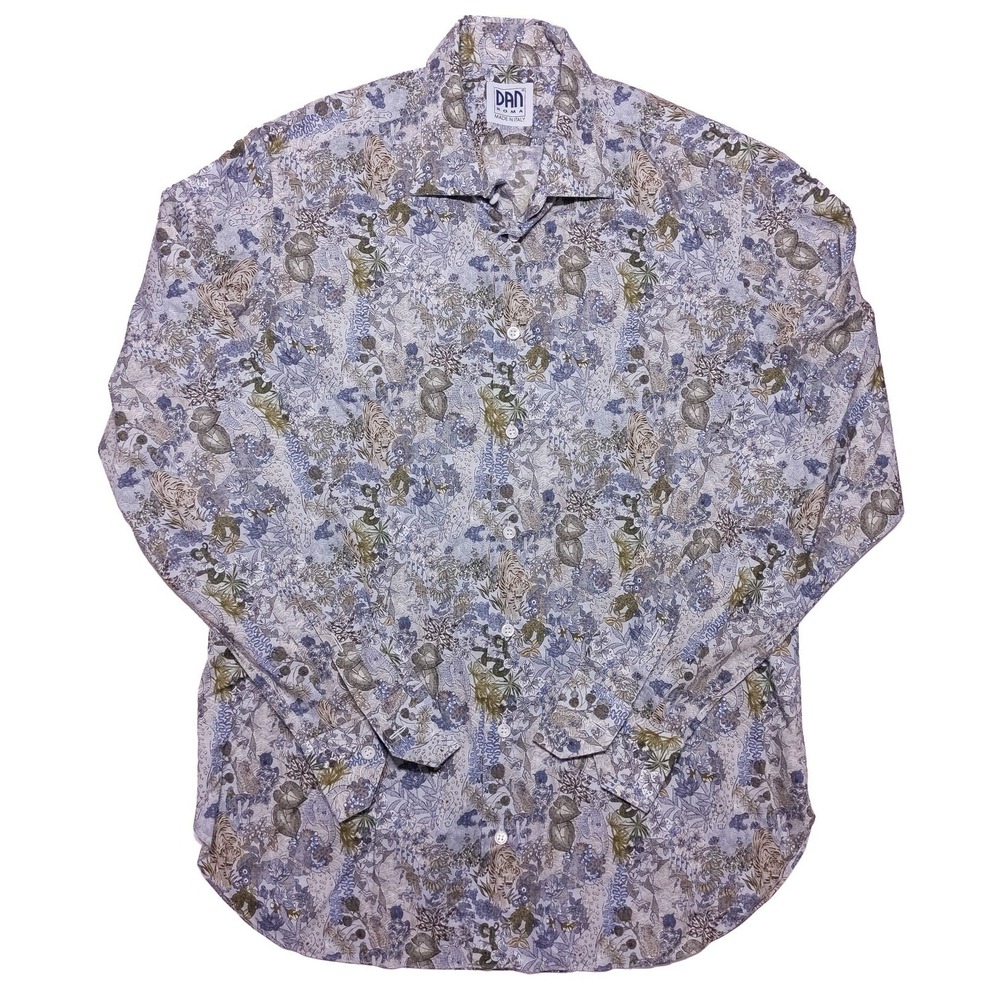 DAN ROMA Made Italy Long Sleeve Shirt Animals Tiger Elephant Hippo 15.5-16‎ 35